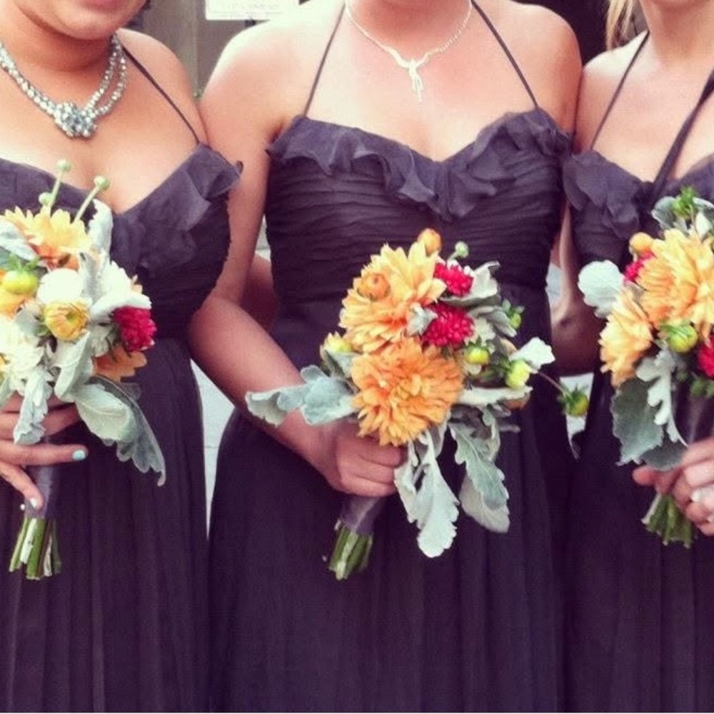 Amsale Strapless Ruched Maxi Gown - dark grey